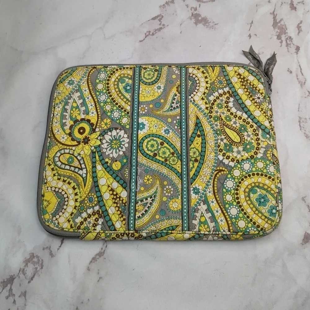 Vera Bradley Laptop Case Blue Yellow Paisley Tapestry Quilted Boho Hippie 11x14